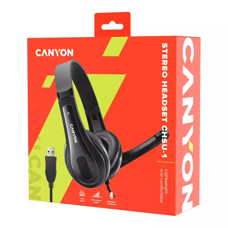 CANYON Cuffie PC CHSU-1 PC Mic USB 2m Nero