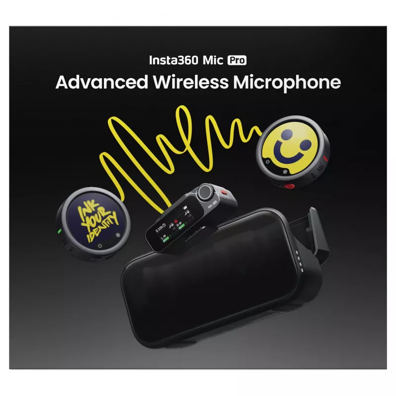 Insta360 Mic Pro (2 TX + 1 RX) – sistema microfonico wireless digitale