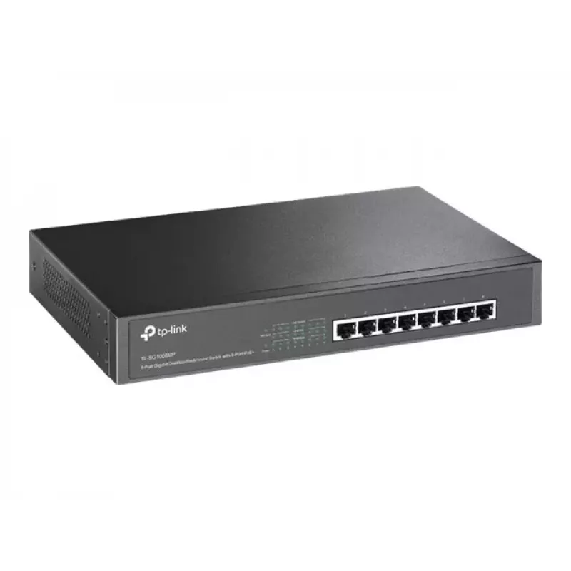 TP-Link TL-SG1008MP switch Gigabit PoE+ non gestito, 8x Gigabit RJ45, 8x PoE+, 153 W, nero