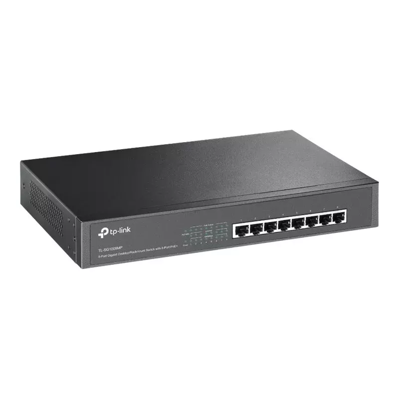 TP-Link TL-SG1008MP switch Gigabit PoE+ non gestito, 8x Gigabit RJ45, 8x PoE+, 153 W, nero