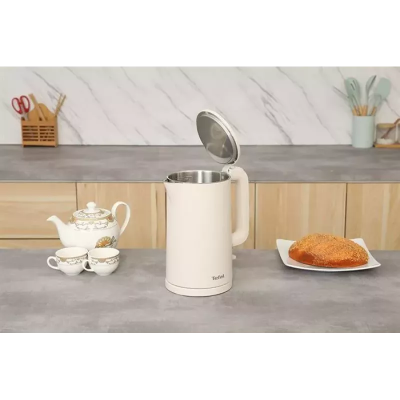 Tefal Thermo Protect KO140AE0 Bollitore elettrico, 1,5 L, 1500 W, Bianco