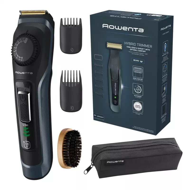 Rowenta rifinitore barba TN3804E0 Virtuo senza fili 39 lunghezze nero/blu