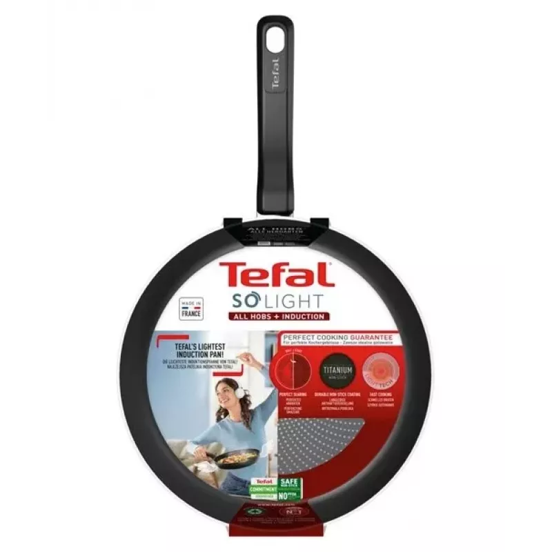 Tefal So Light padella 22 cm induzione titanio antiaderente nera