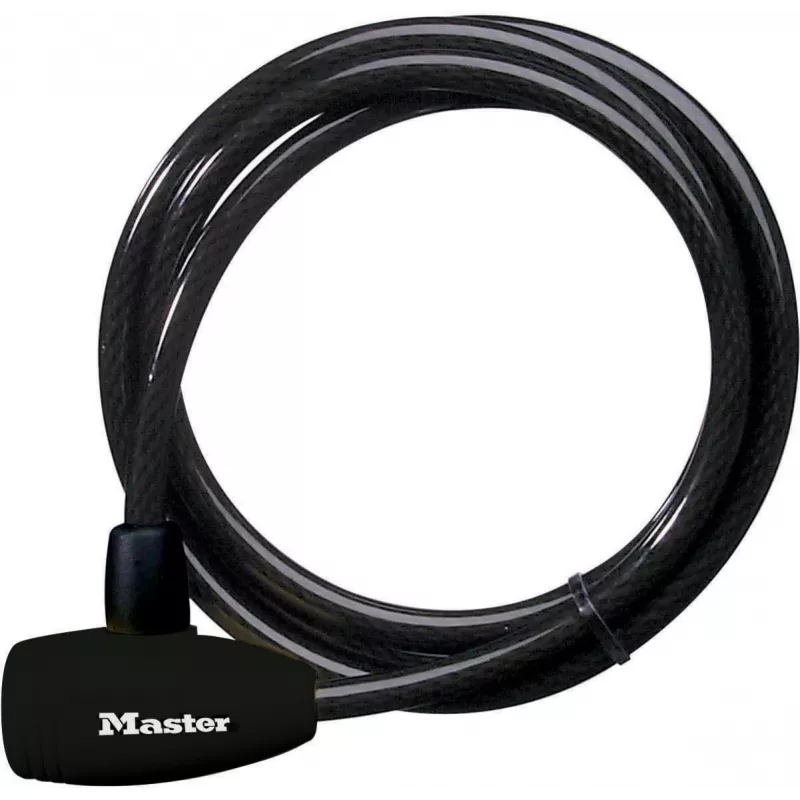 Master Lock 8154EURD Lucchetto a cavo con chiave, 1,8 m x 10 mm, Nero