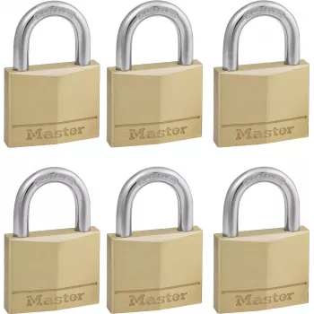 Master Lock 140EURSIX confezione da 6 lucchetti con chiave unica 22mm corpo in ottone