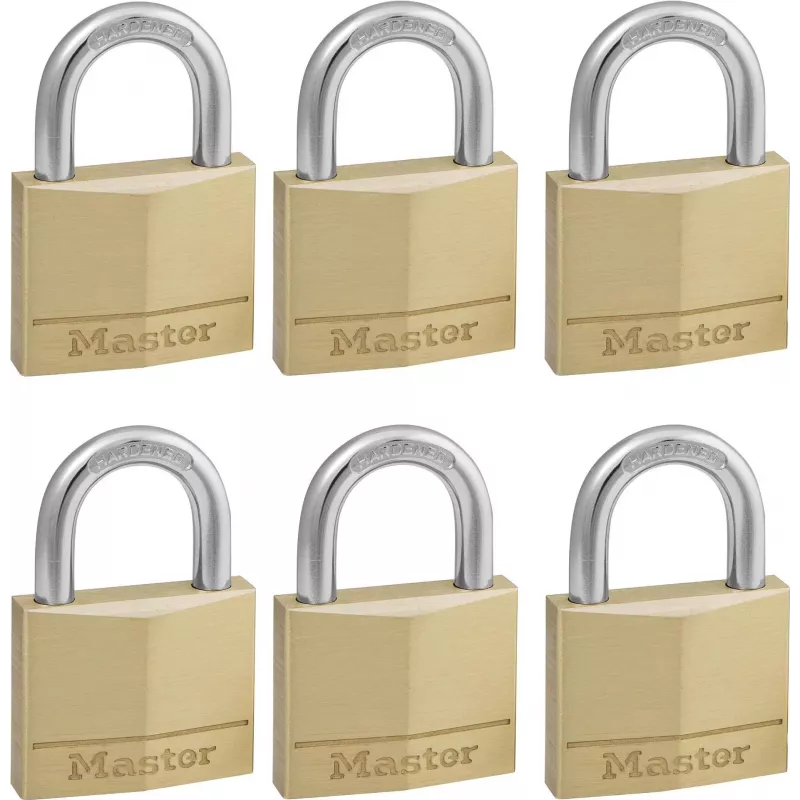 Master Lock 140EURSIX confezione da 6 lucchetti con chiave unica 22mm corpo in ottone