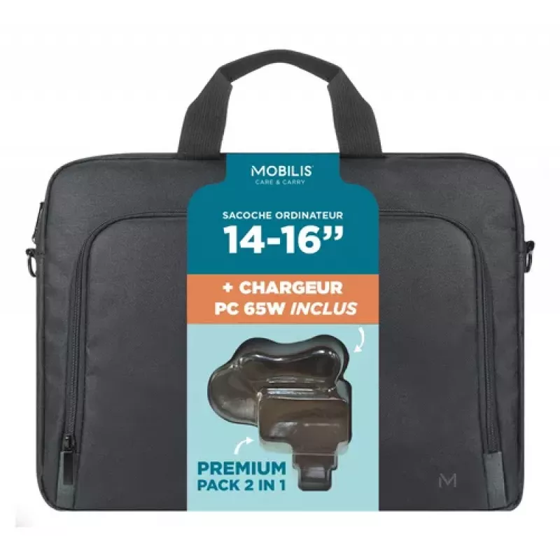 Mobilis TheOne valigetta toploading 14-16 + caricabatterie per laptop 65W