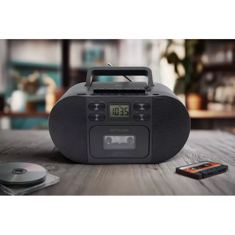 Muse M-188RDC boombox CD con Bluetooth, radio FM, USB, nero
