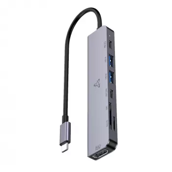 SBOX H-999 Hub USB-C 7-in-1 Space Gray