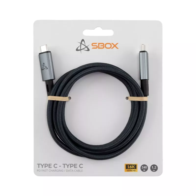 SBOX cavo USB-C su USB-C 1,2m 240W 80 Gbps 16K/60Hz