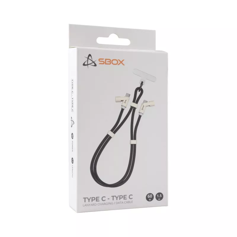 SBOX LANYARD BLACK cavo USB-C su USB-C 1,5 m nero