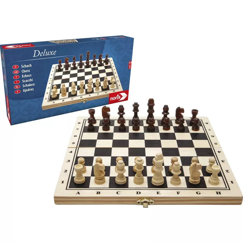 SIMBA-DICKIE Set di scacchi in legno Deluxe - scacchiera pieghevole con pezzi Staunton ponderati