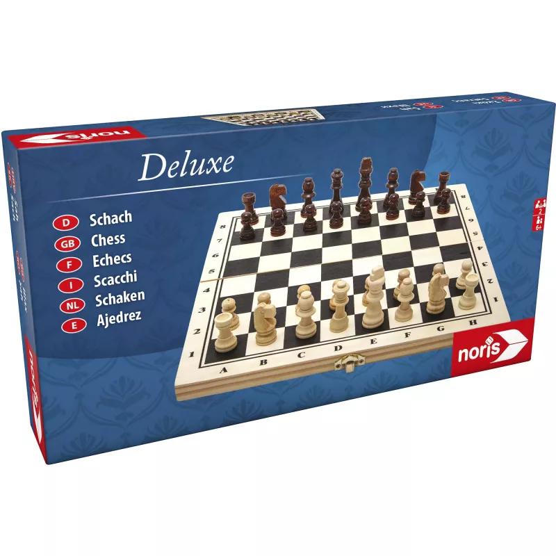 SIMBA-DICKIE Set di scacchi in legno Deluxe - scacchiera pieghevole con pezzi Staunton ponderati