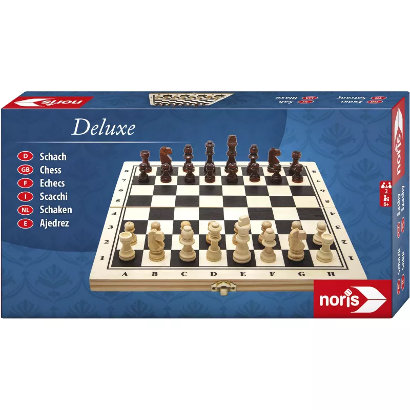 SIMBA-DICKIE Set di scacchi in legno Deluxe - scacchiera pieghevole con pezzi Staunton ponderati