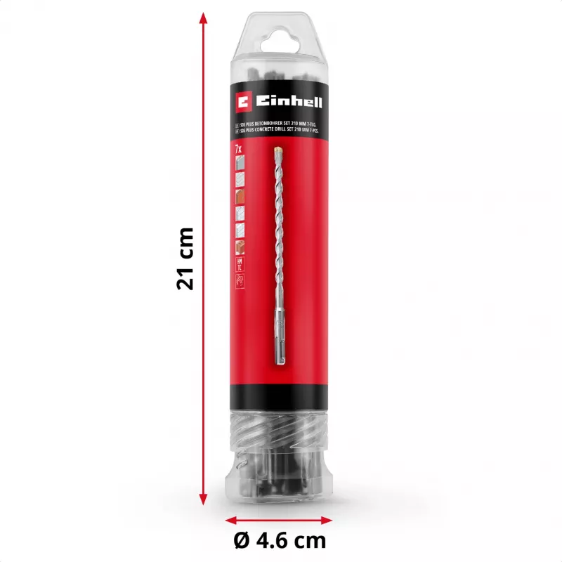 EINHELL-KWB Set di punte per martello SDS-plus, Ø 6-14 mm (7 pezzi, 210 mm)