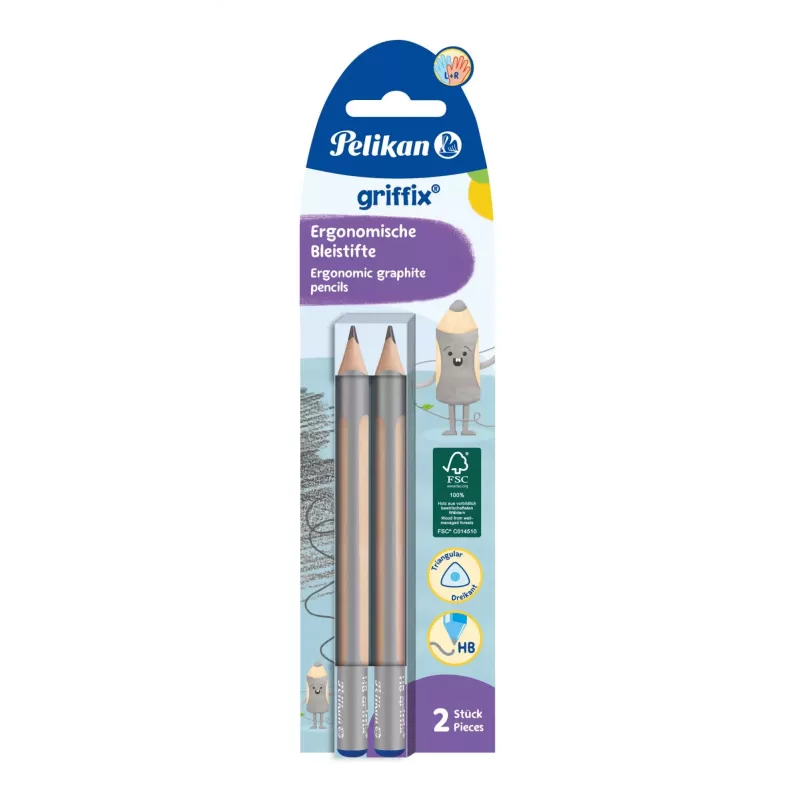 Pelikan Griffix matita grafite HB, triangolare, beige/grigio, 3,5 mm, 2 pz.