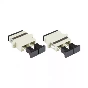 GoodConnections adattatore in fibra ottica SC/UPC duplex, OM2 multimodale, bussola in ceramica, custodia in plastica, con flangia, grigio (LW-K207)