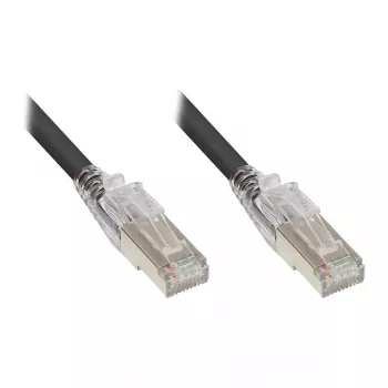 Good Connections RNS® cavo patch con protezione a scatto e bloccaggio, Cat. 6A, S/FTP, PiMF, senza alogeni (LSZH), 500 MHz, nero, 0,5 m