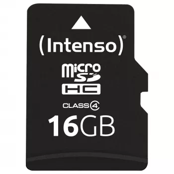Intenso 16GB MicroSDHC Class 4 scheda di memoria con adattatore SD, fino a 21 MB/s velocità di lettura, nero