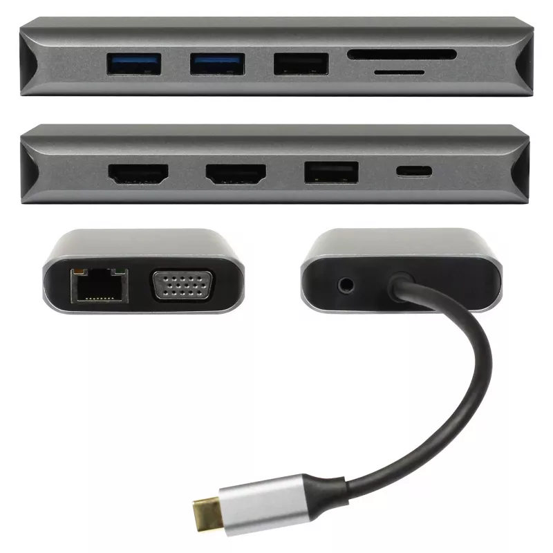 PLUSONIC adattatore docking USB-C 8in1 - Space Gray
