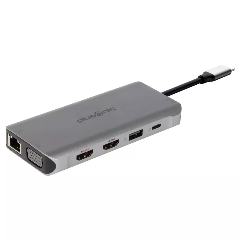 PLUSONIC adattatore docking USB-C 8in1 - Space Gray