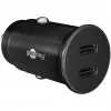 GOOBAY Caricabatterie auto fast dual-USB-C PD (Power Delivery), nero - 30W (12/24V) adatto per dispositivi con USB-C