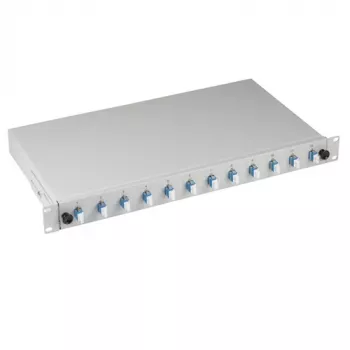 EFB Elektronik B71921L12 Cassetto ottico LC OS2 monomodale 12 pigtail / 6 adattatori, blu/grigio, metallo, 483 mm
