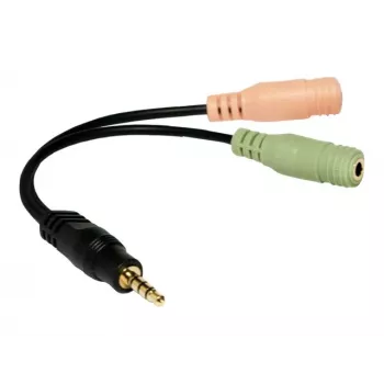 Logilink Adattatore audio jack, 4 poli, connettore maschio stereo 3,5 mm su 2x connettore femmina 3,5 mm, 0,15 m