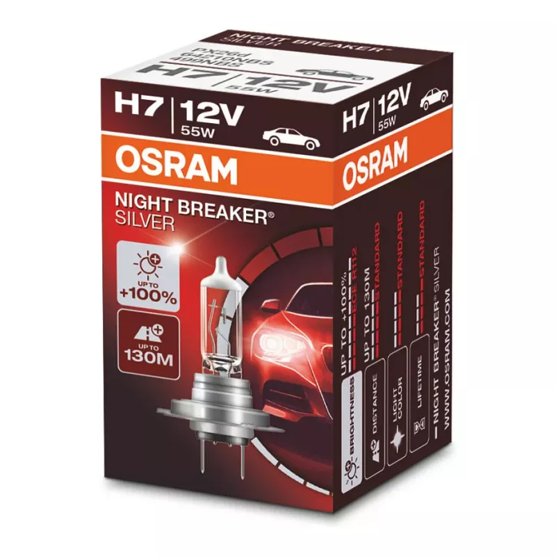 OSRAM NIGHT BREAKER SILVER H7 64210NBS lampadina alogena, PX26d, scatola pieghevole