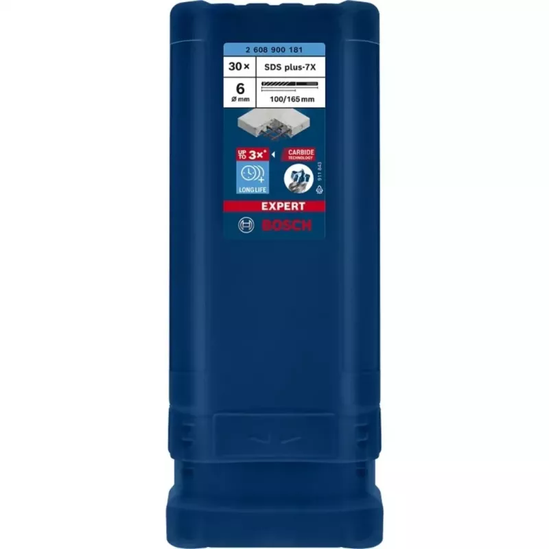 BOSCH EXPERT SDS plus-7X punta per martello 6mm 100mm lunghezza di lavoro set da 30 pezzi