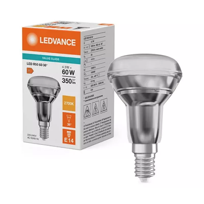 OSRAM R506036 4,3W 827 E14 P lampada LED a riflettore 350 lm 2700K bianco caldo