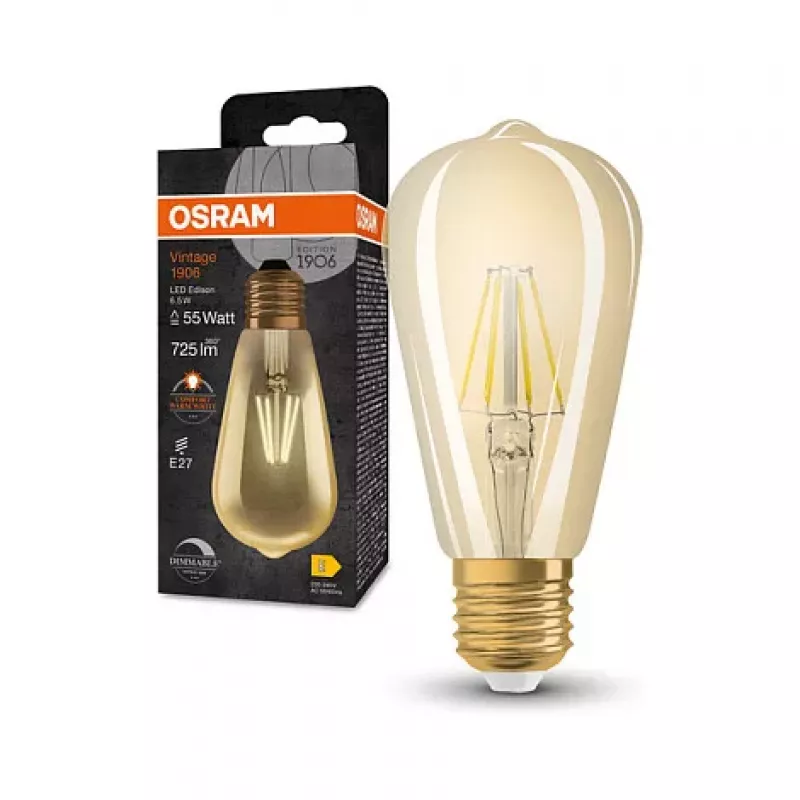 OSRAM lampada LED 6,5W 725lm 2400K E27 dimmerabile filamento oro