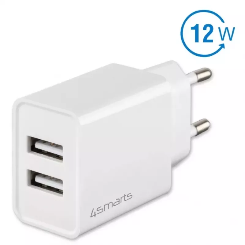 4SMARTS VoltPlug Dual caricabatterie da parete 12W (senza cavo), bianco