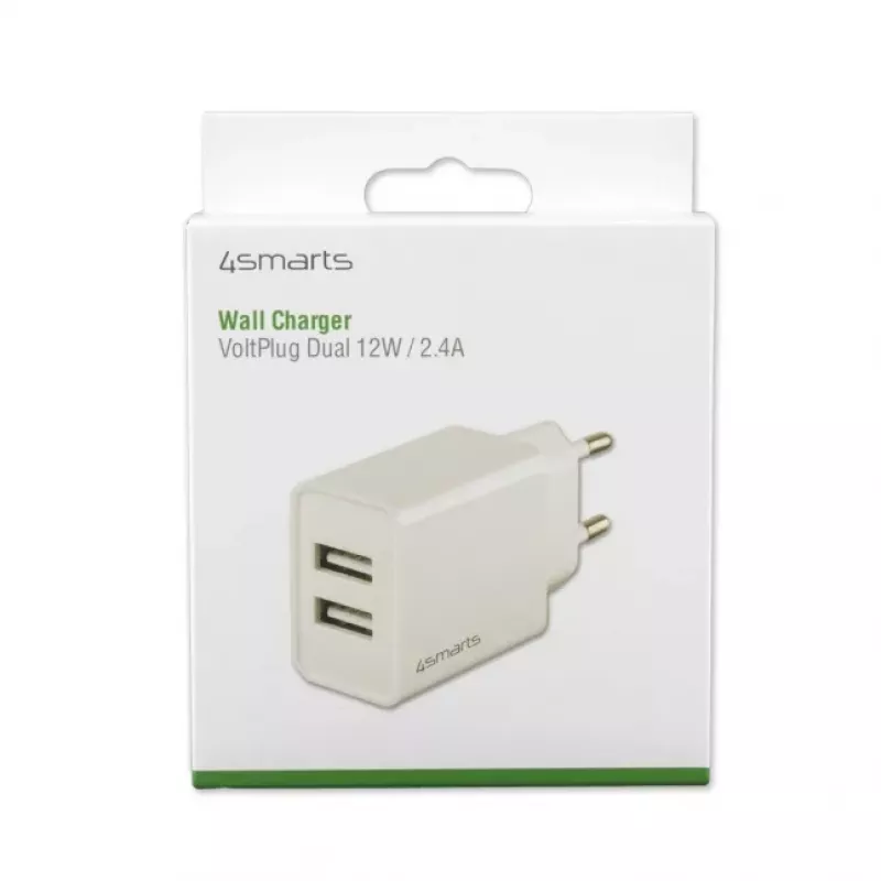 4SMARTS VoltPlug Dual caricabatterie da parete 12W (senza cavo), bianco