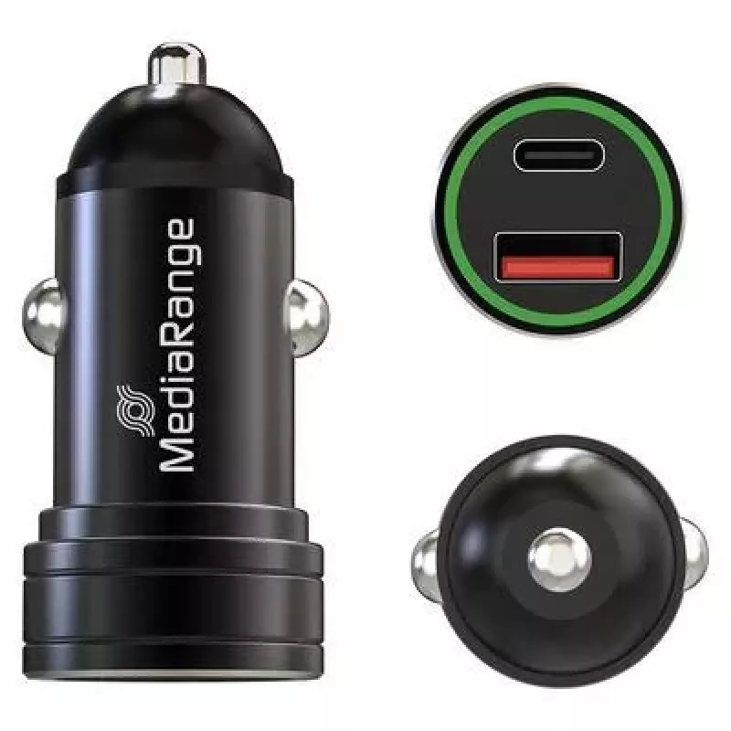 MEDIARANGE MRMA120 caricabatterie da auto USB-C 20W con Power Delivery, nero