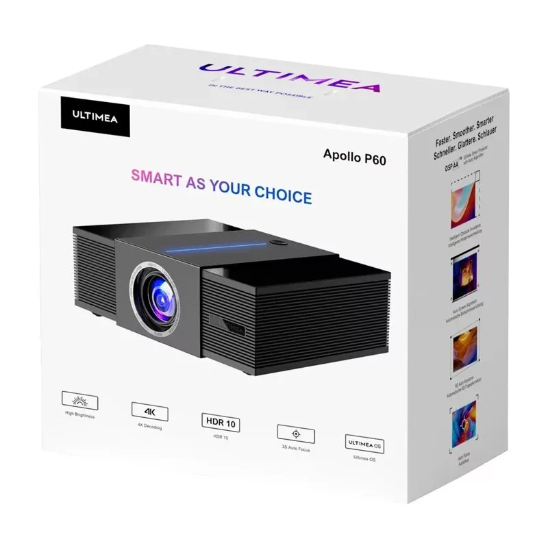 Ultimea Apollo P60 Proiettore Full HD con Android 9.0, Wi-Fi 6, Bluetooth 5.2, autofocus, 700 lumen CVIA