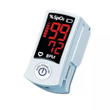 ROSSMAX SB100 pulsossimetro da dito con monitoraggio SpO2 e frequenza cardiaca, display LED bicolore, 6 modalità di visualizzazione, spegnimento automatico, indicatore di carica, per uso domestico e clinico