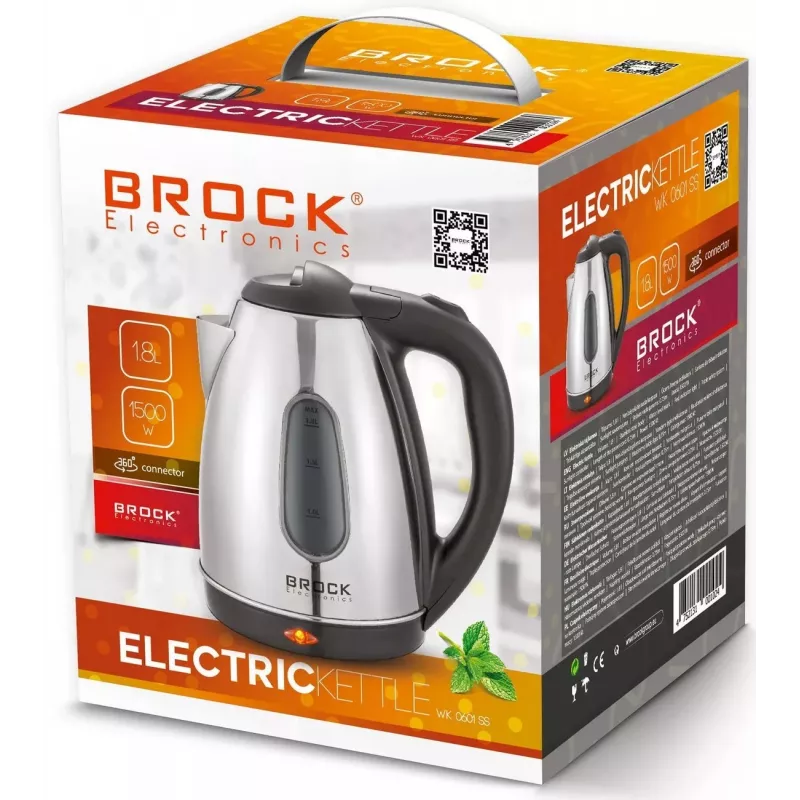 Brock WK 0601 SS bollitore elettrico, 1,8 L, 1500 W, acciaio inox