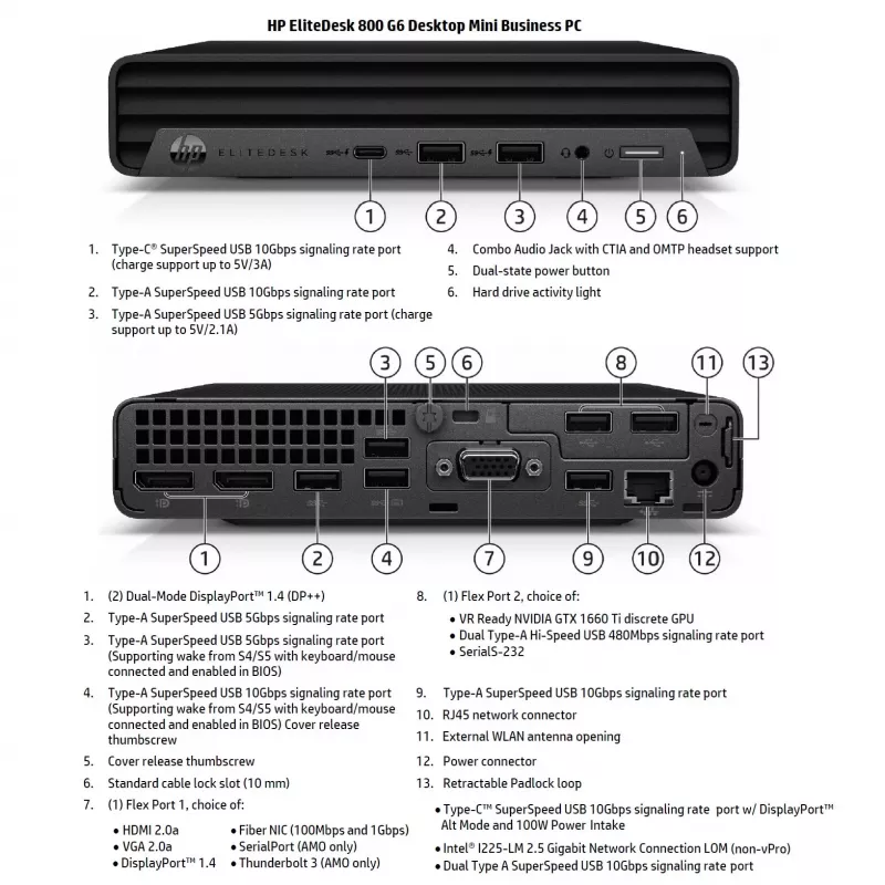 HP Renewed grado B ProDesk 800 G6 PC desktop, Intel Core i5-10500, 16 GB RAM, 256 GB SSD, Intel UHD Graphics 630, Windows 11 Pro