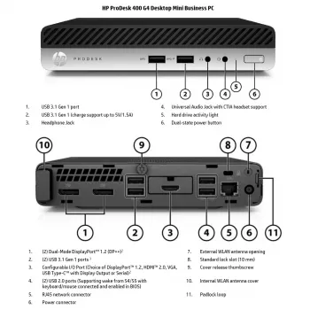HP Renewed ProDesk 400 G4 SFF PC desktop - Intel Core i3-8100T, 8GB RAM, 128GB SSD, Intel UHD Graphics 630, Windows 11 Pro