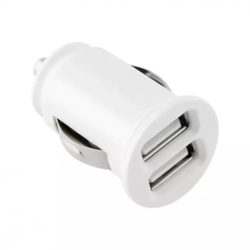 TOTI caricabatterie da auto dual USB con cavo Micro-USB 1m 2,1A, bianco