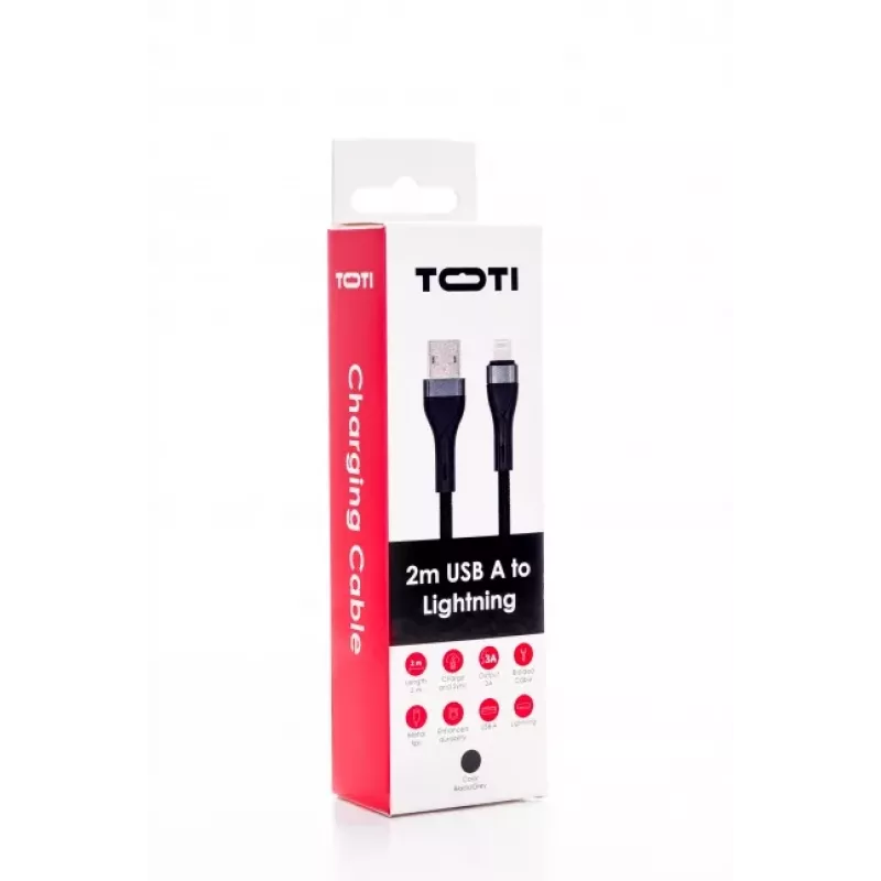 SEEK TOTI USB-A a Lightning cavo intrecciato 2m 2A (Non-MFI) nero