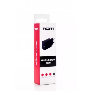 SEEK TOTI caricabatterie da parete a ricarica rapida 20W Type-C + USB A, nero