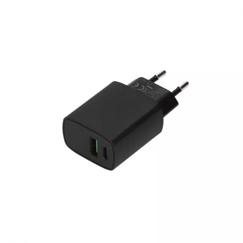 SEEK TOTI caricabatterie da parete a ricarica rapida 20W Type-C + USB A, nero