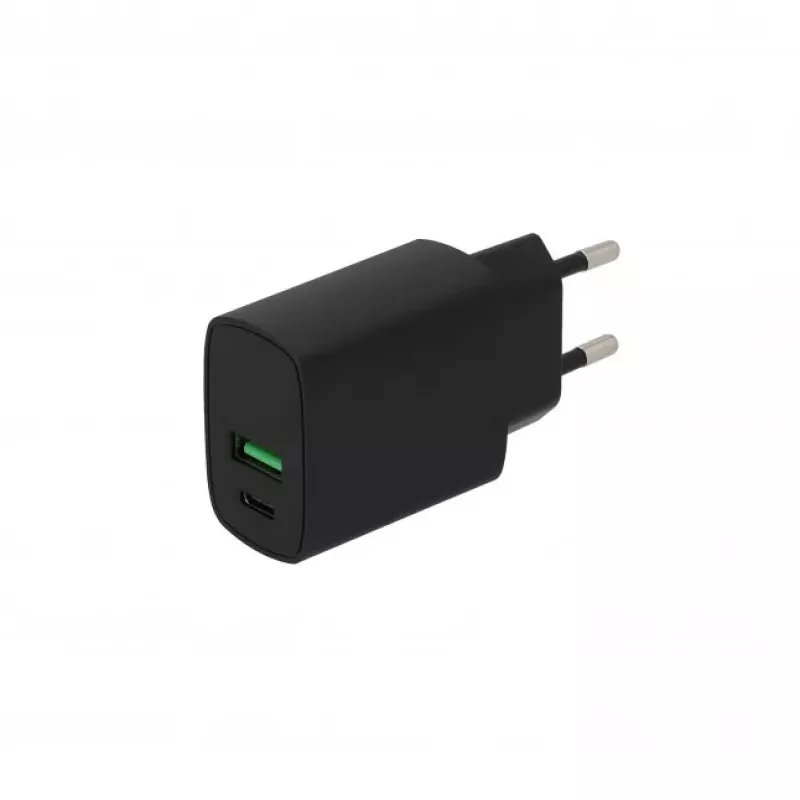 SEEK TOTI caricabatterie da parete a ricarica rapida 20W Type-C + USB A, nero