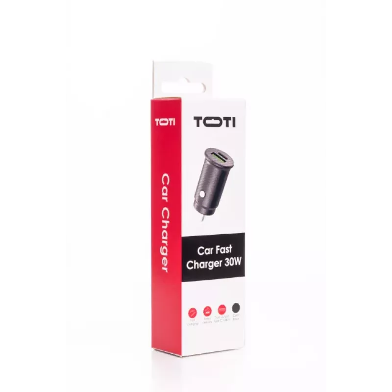 SEEK TOTI caricabatterie da auto a ricarica rapida 30W Type-C + USB A, nero