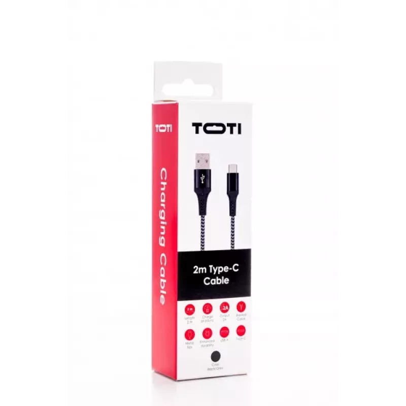 SEEK TOTI USB-A a USB-C cavo intrecciato 2m 2A, nero/Space Grey