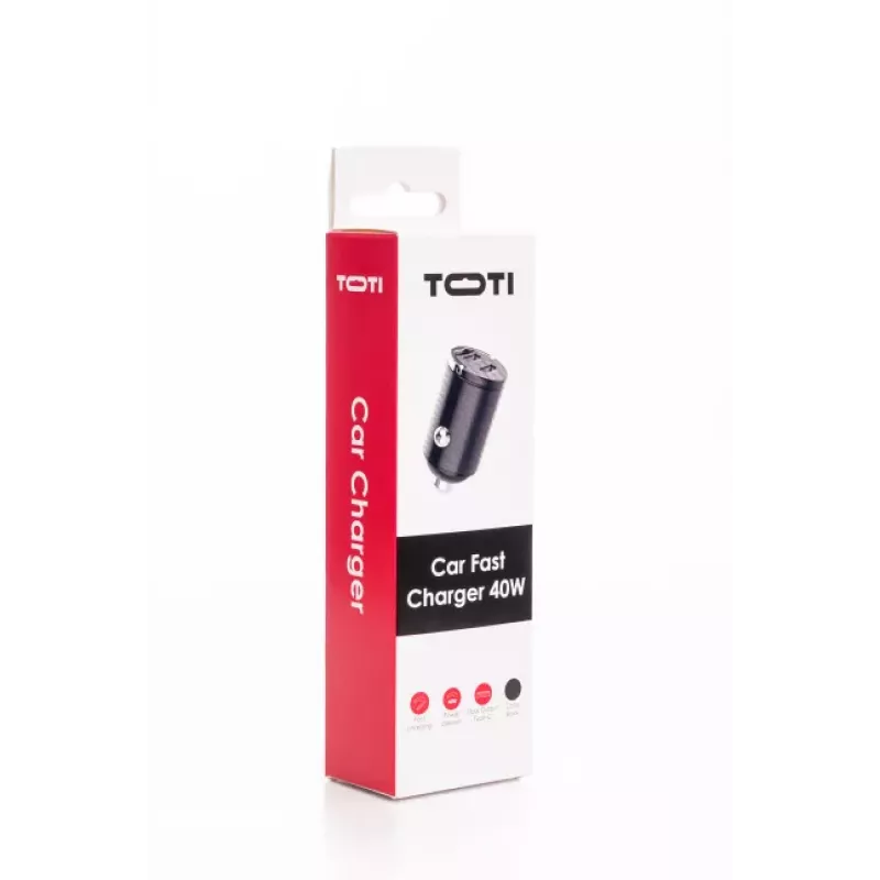 SEEK TOTI caricabatterie auto fast 40W doppia porta Type-C, nero