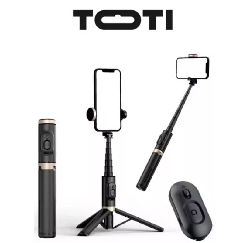SEEK TOTI selfie stick con design nascosto e treppiede stabile Q12, nero