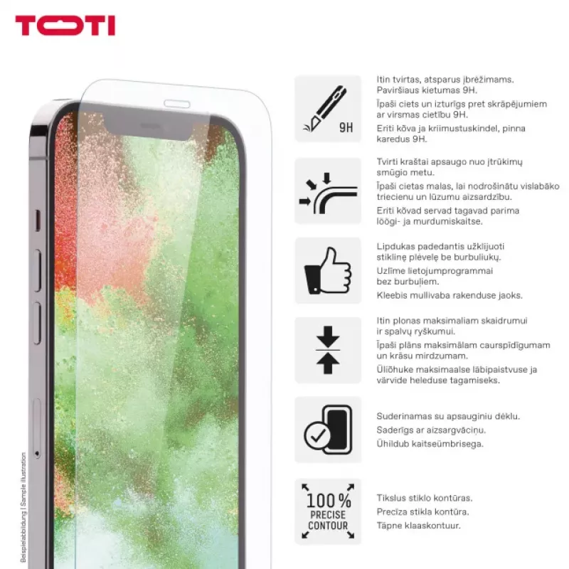 TOTI Tempered Glass 2D Screen Protector Full Cover per iPhone 16 Plus/15 Plus trasparente
